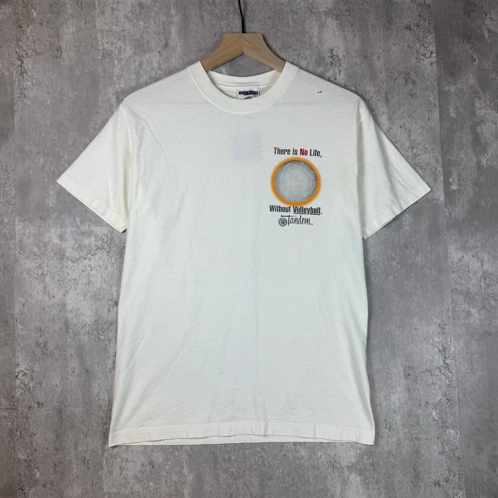 90s "No Life Without Volleyball" Mens White Graphic Tee S